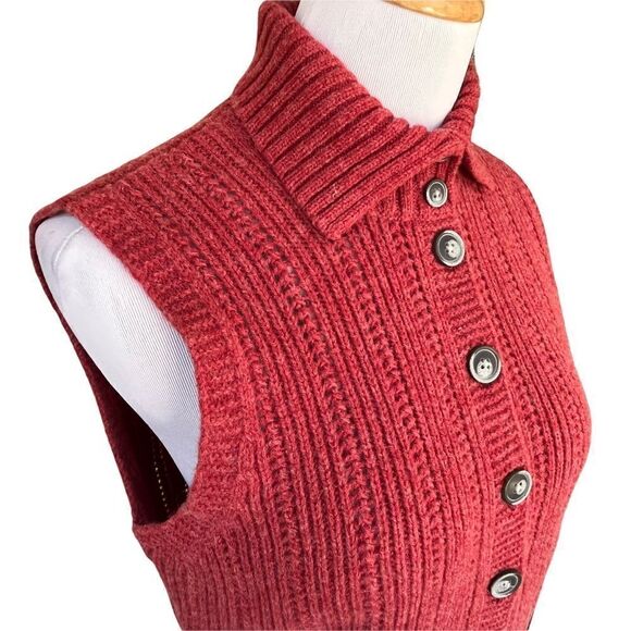 Woolrich 100% Lamb’s Wool Sleeveless Cardigan S NWT - Picture 2 of 8